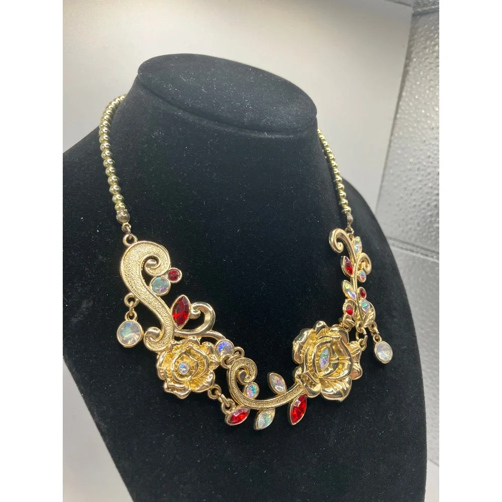 Disney Store London Beauty and the Beast Belle Rose Princess 15" Necklace! - Picture 3 of 11